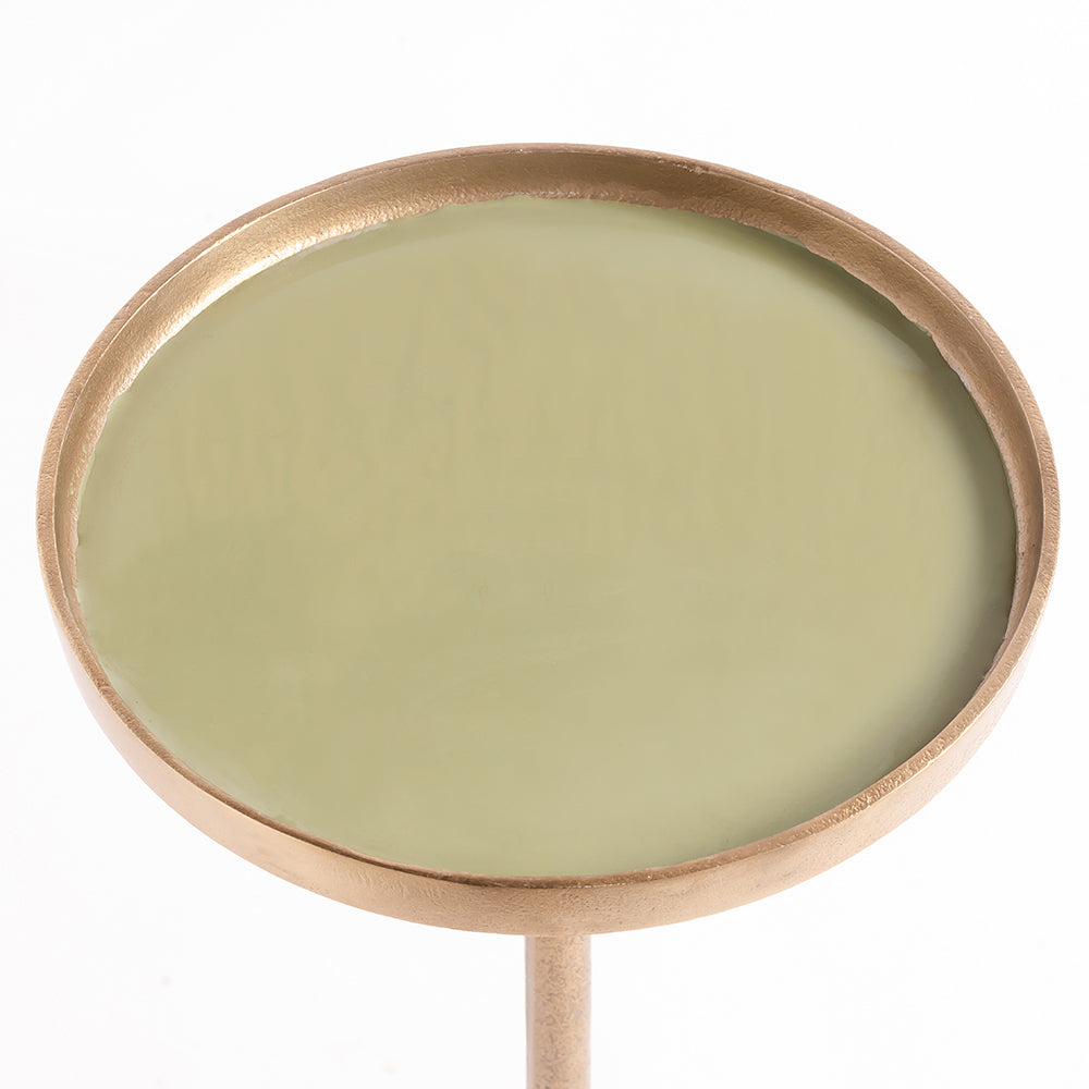 Nivajo Aluminium Accent Table – Brass & Olive Green