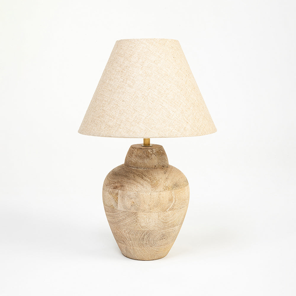 Kaus Natural Beige Mango Wood Table Lamp