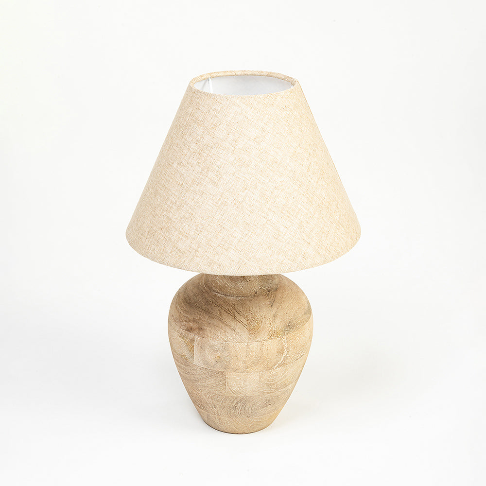 Kaus Natural Beige Mango Wood Table Lamp