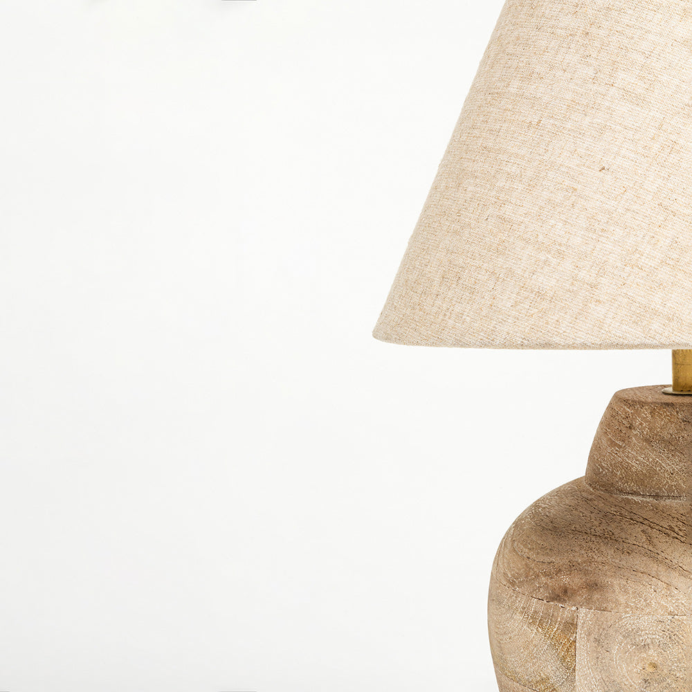 Kaus Natural Beige Mango Wood Table Lamp