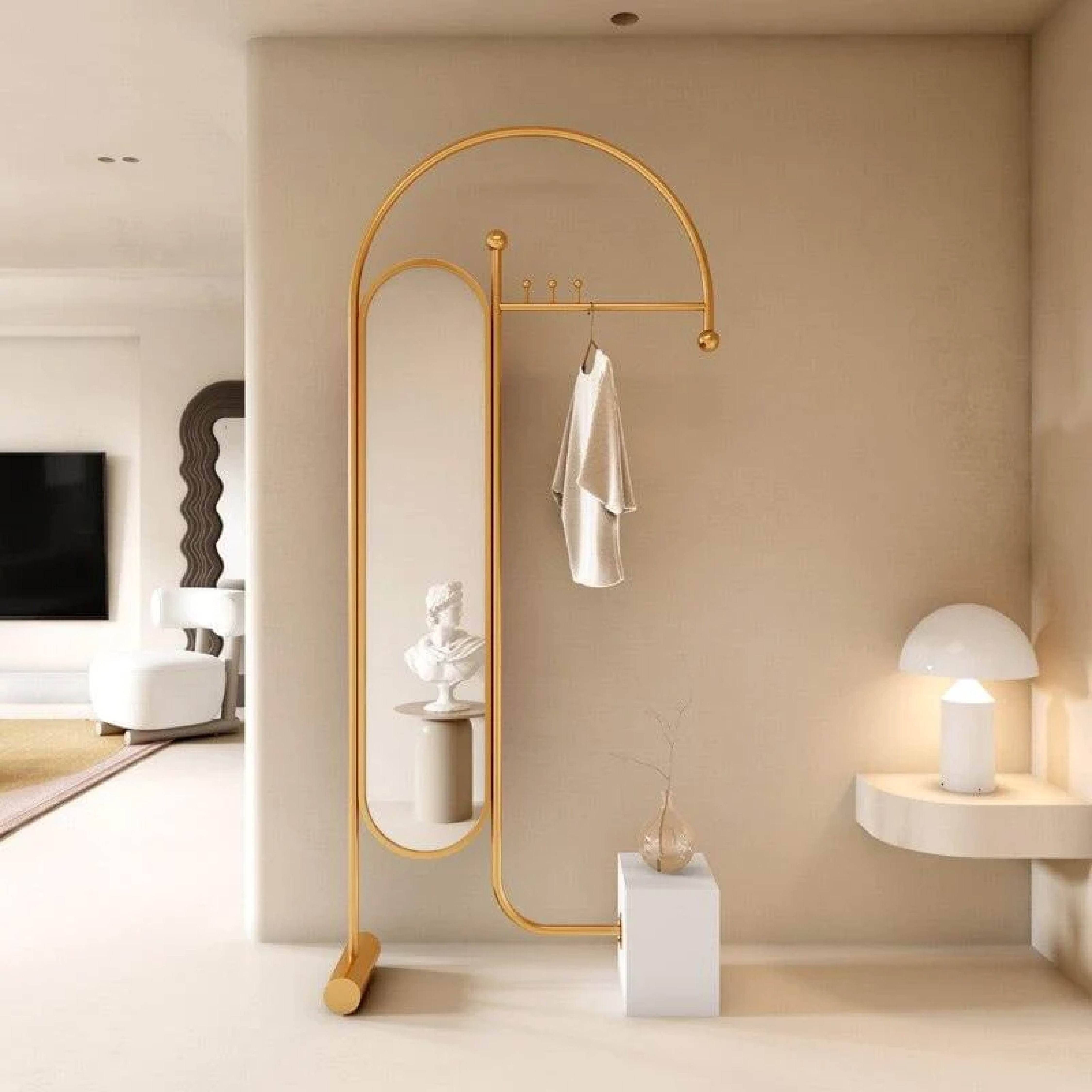 Blinque Clothes Hanging Stand with Mirror