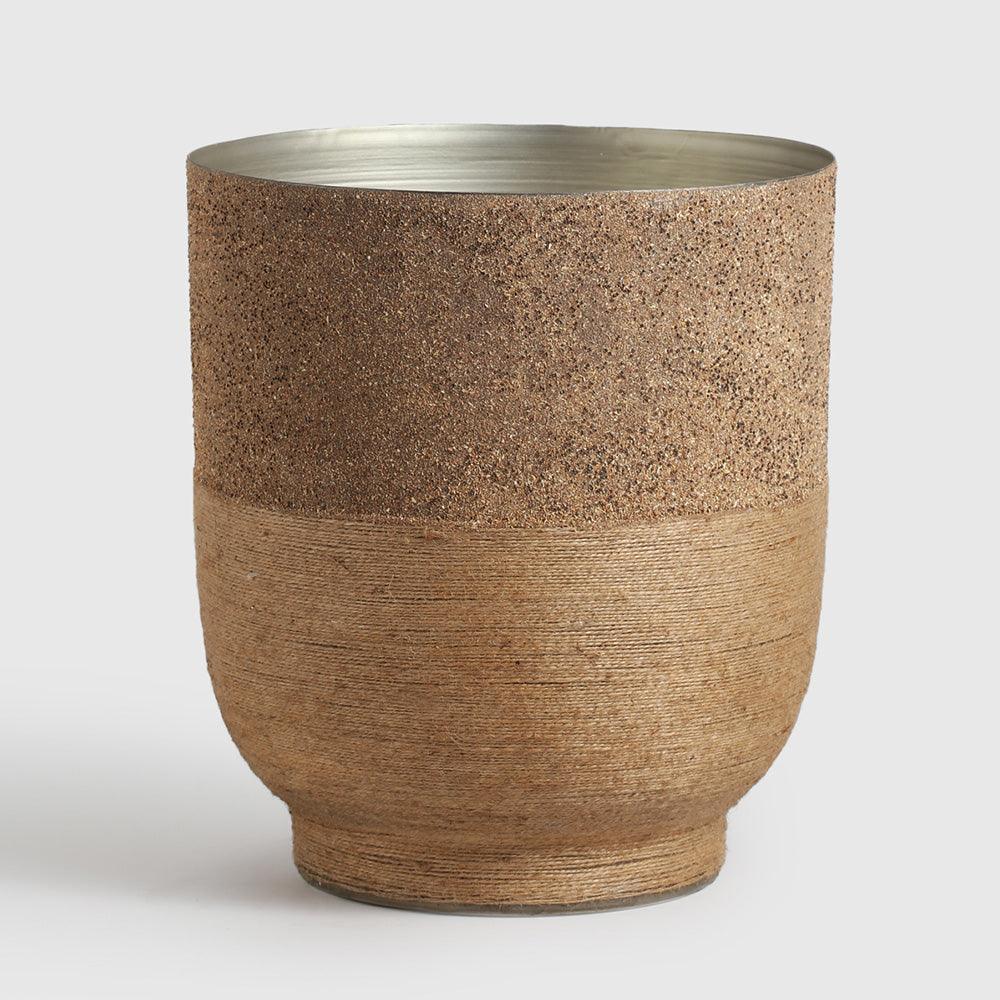 Selya Iron Vase With Jute Wrappers Indoor Planter