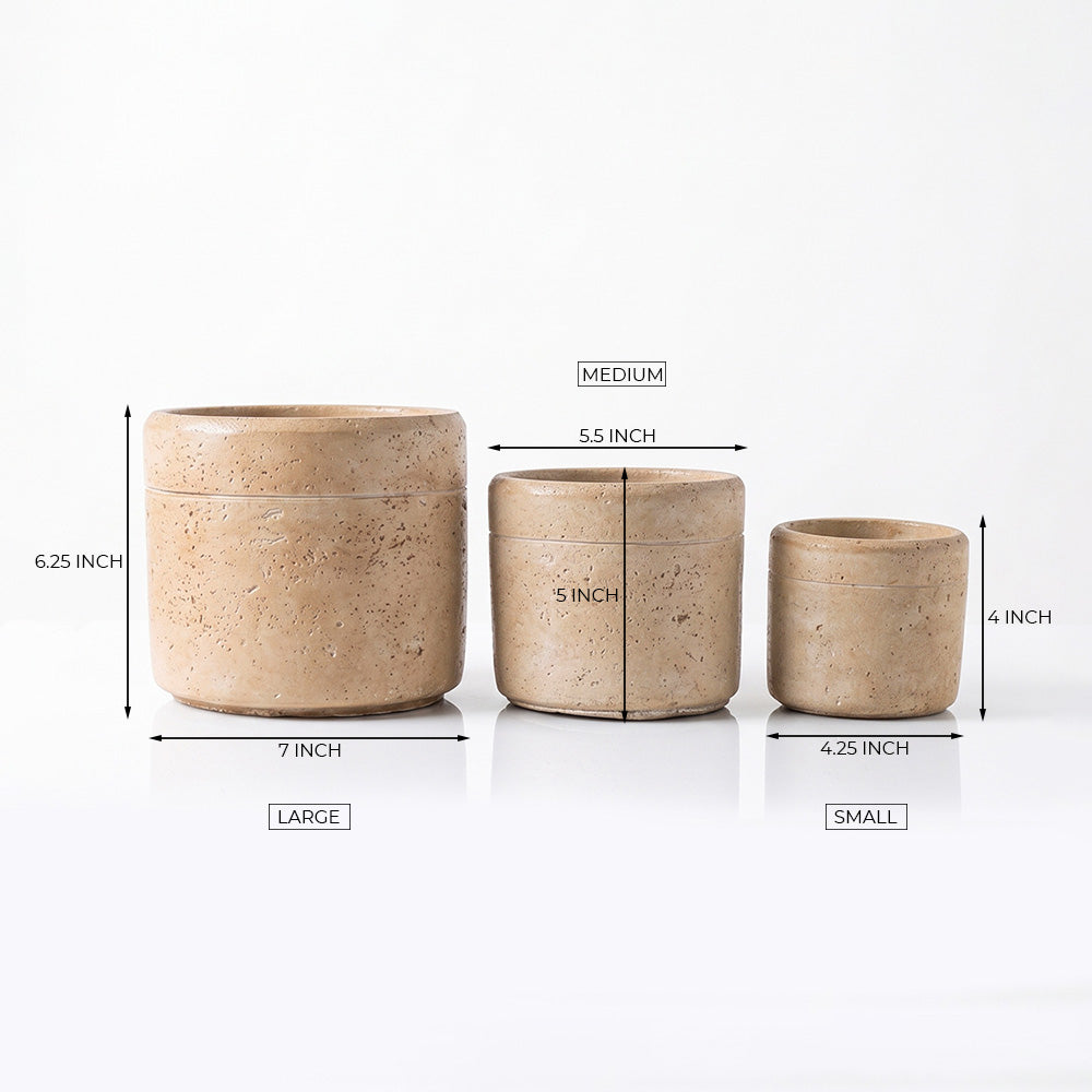 Sharona Beige Cement Planter Pot - Set of 3