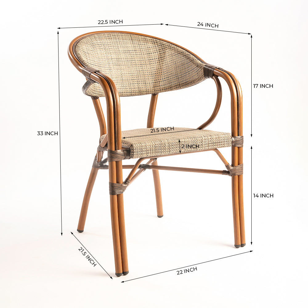 Thin Wizzy Beige Wicker Aluminium Outdoor Dining Chair