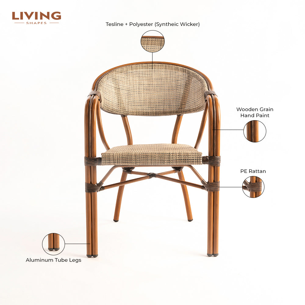 Thin Wizzy Beige Wicker Aluminium Outdoor Dining Chair