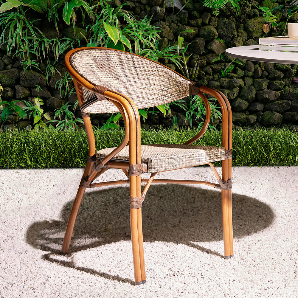 Thin Wizzy Beige Wicker Aluminium Outdoor Dining Chair