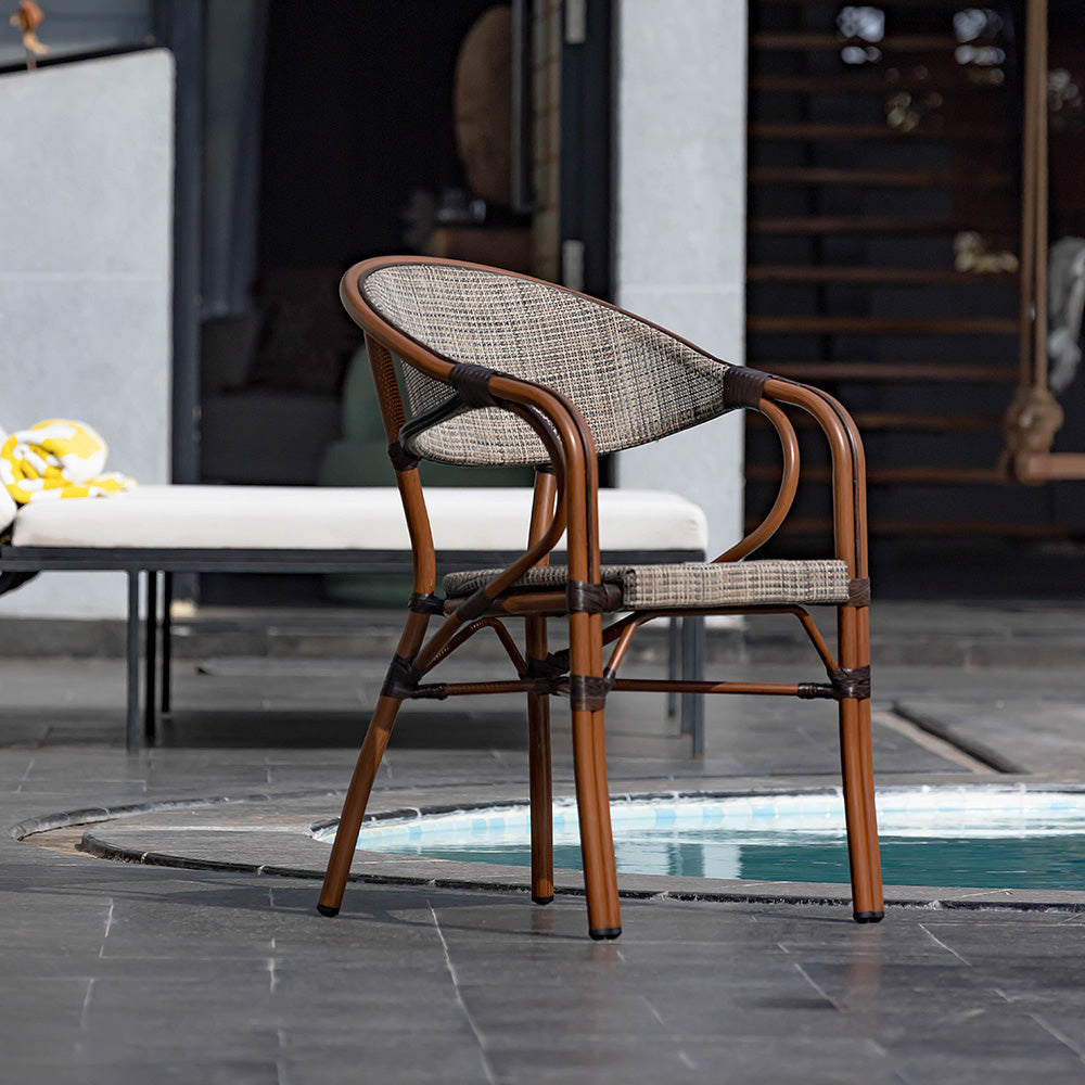 Thin Wizzy Beige Wicker Aluminium Outdoor Dining Chair