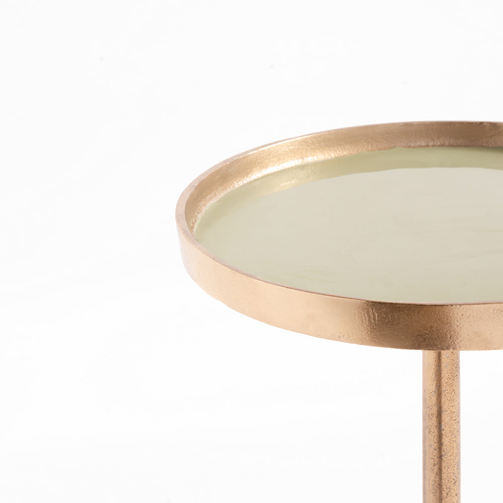 Nivajo Aluminium Accent Table – Brass & Olive Green