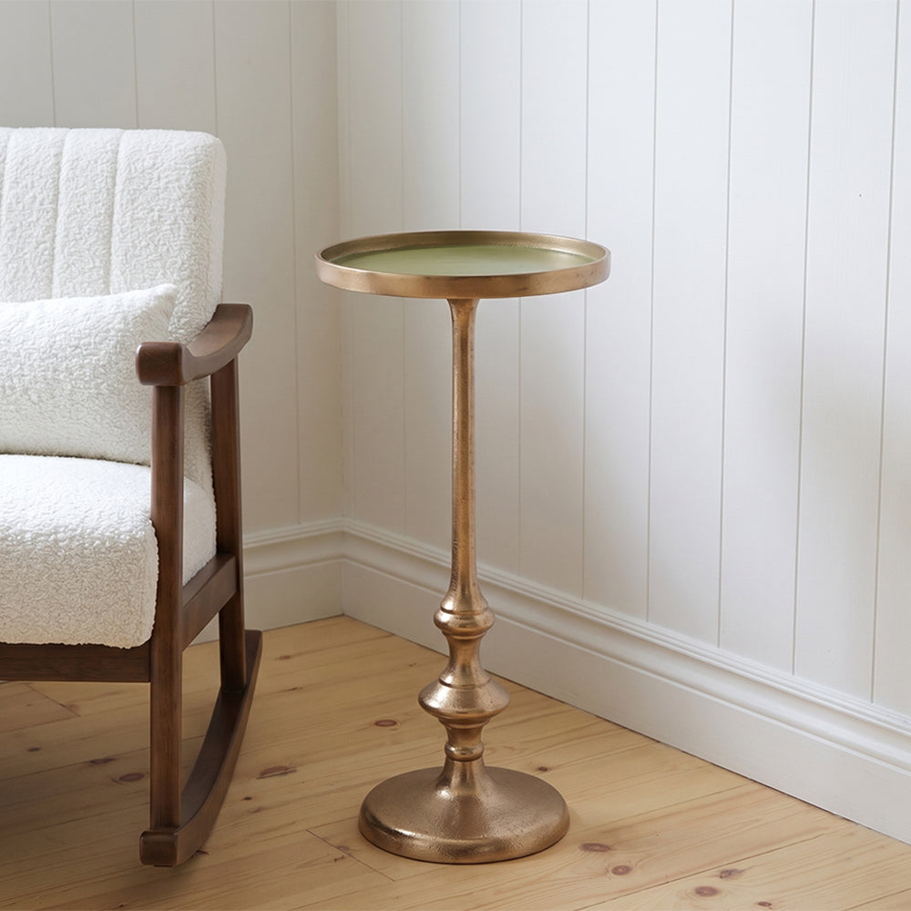 Nivajo Aluminium Accent Table – Brass & Olive Green