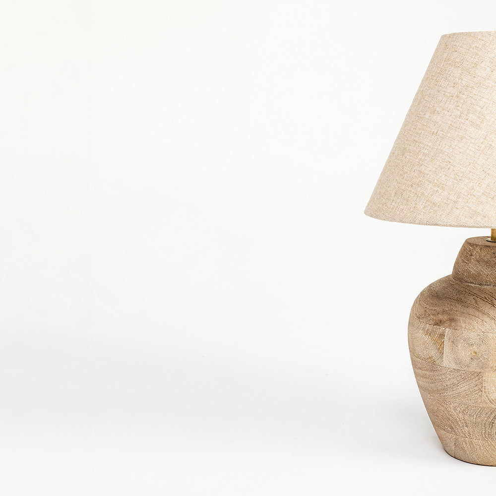 Kaus Natural Beige Mango Wood Table Lamp