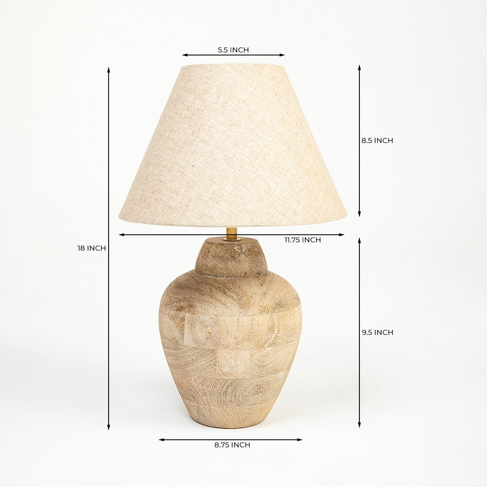 Kaus Natural Beige Mango Wood Table Lamp