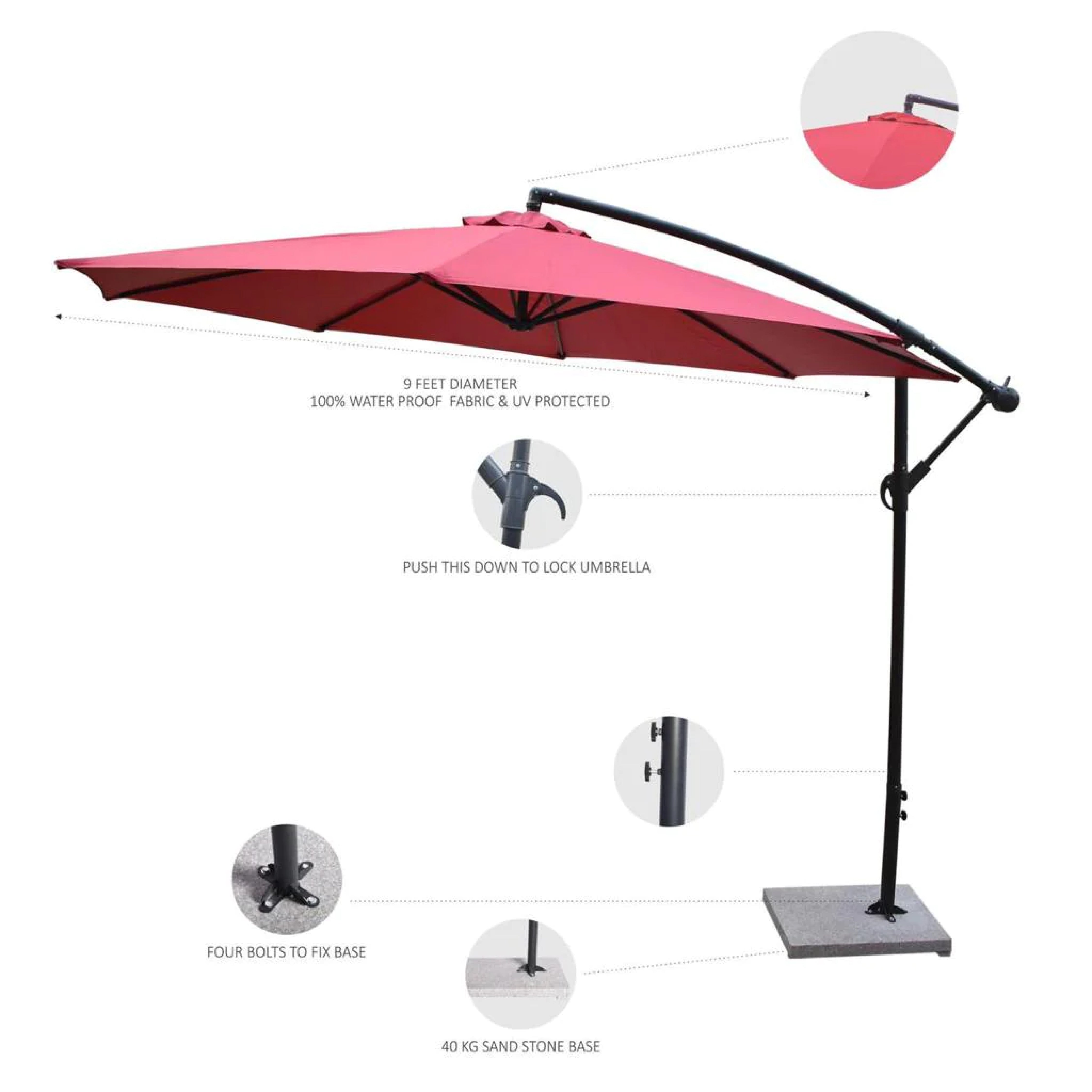 AQUA LUXURY SIDE POLE GARDEN UMBRELLA